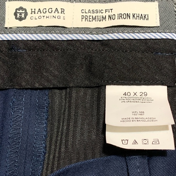 Haggar Men’s Dress Pants Size 40 x 29 Black Flat Front Slacks Stretch Fabric - Picture 8 of 11